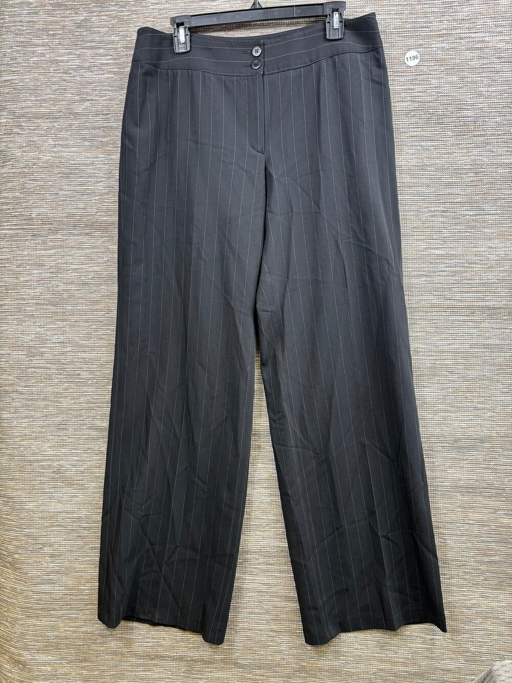 Armani Collezioni Dress Pants Womens 12 Black Pinstripe Lined Stretch Italy